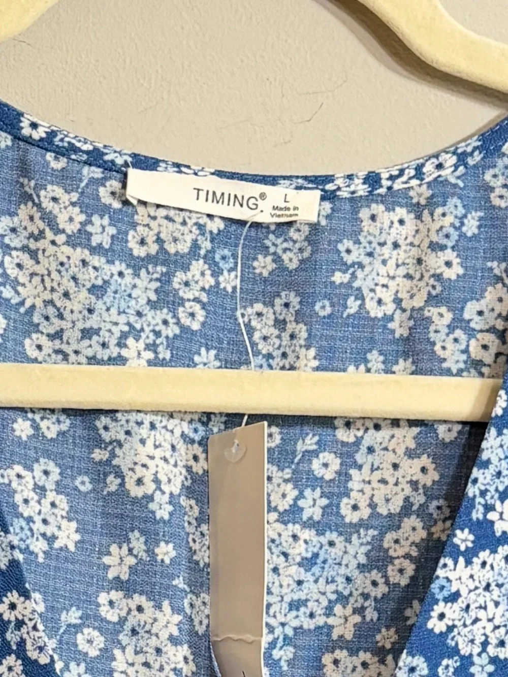 NWT Timing blue white mini wrap dress size large L
